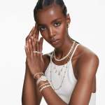 Una Angelic Tennis bracelet Round cut, Pavé, Medium, White, Gold-tone plated